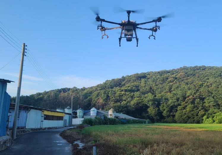 파주시, 무인기(드론) 활용해 야생 멧돼지 기피제 살포