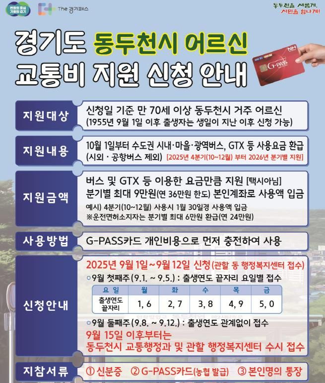 동두천시, 어르신 교통비 지원사업 신청률 제고 총력