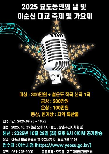 ‘2025 묘도동민의 날 및 이순신대교 축제 및 가요제’ 포스터