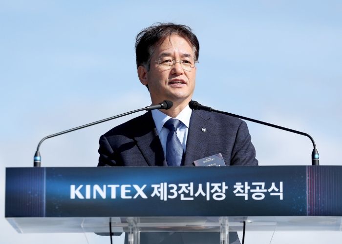 킨텍스 제3전시장 착공식에서 기념사 중인 이동환 고양특례시장