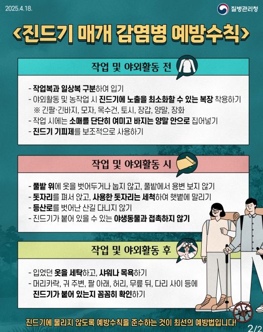 진드기 매개 감염병 예방수칙 안내문.