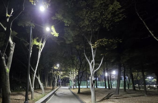 조명등을 교체한 광명시민체육관 일대 전경