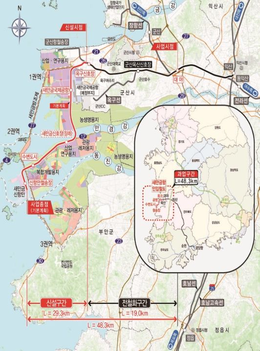 새만금항 인입철도 위치도