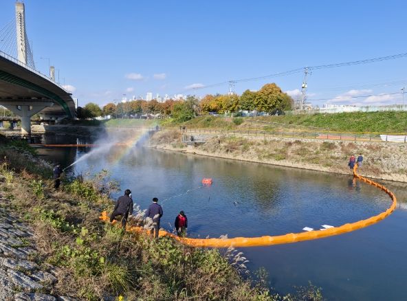 광산구, 수질오염사고 민관 합동 방제훈련 실시