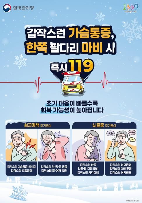 평택시 송탄보건소, 겨울철 추위, 심근경색과 뇌졸중 조심하세요!