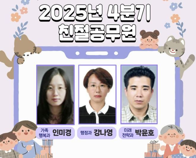 괴산군, 2025년 4분기 친절공무원 3명 선정