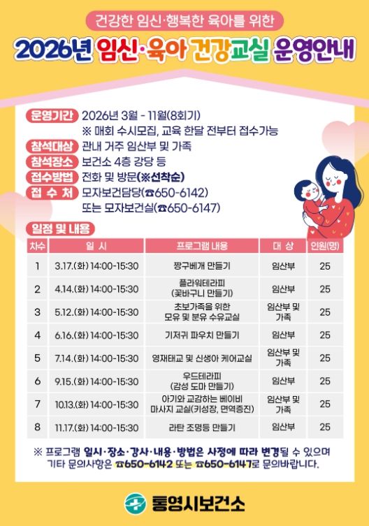 예비부모를 위한‘임신·육아 건강교실’운영