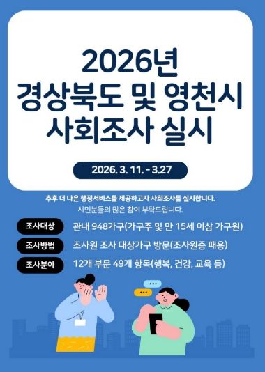 2026년 경상북도 및 영천시 사회조사 홍보 포스터