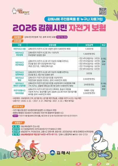 2026년 김해시민 자전거보험 안내문