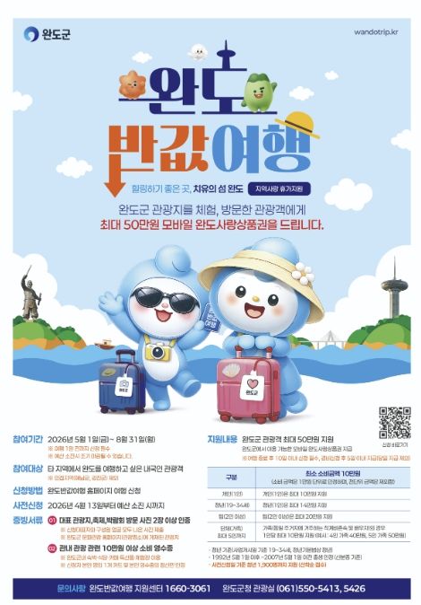 '완도 여행 반값으로!' 지역 사랑 휴가 지원제 시행